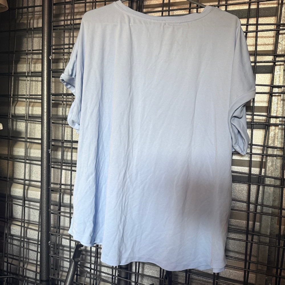 Ava & Viv 3x Light Blue Short Sleeve Top tunic shirt modal solid XXXL A7 - Picture 6 of 6